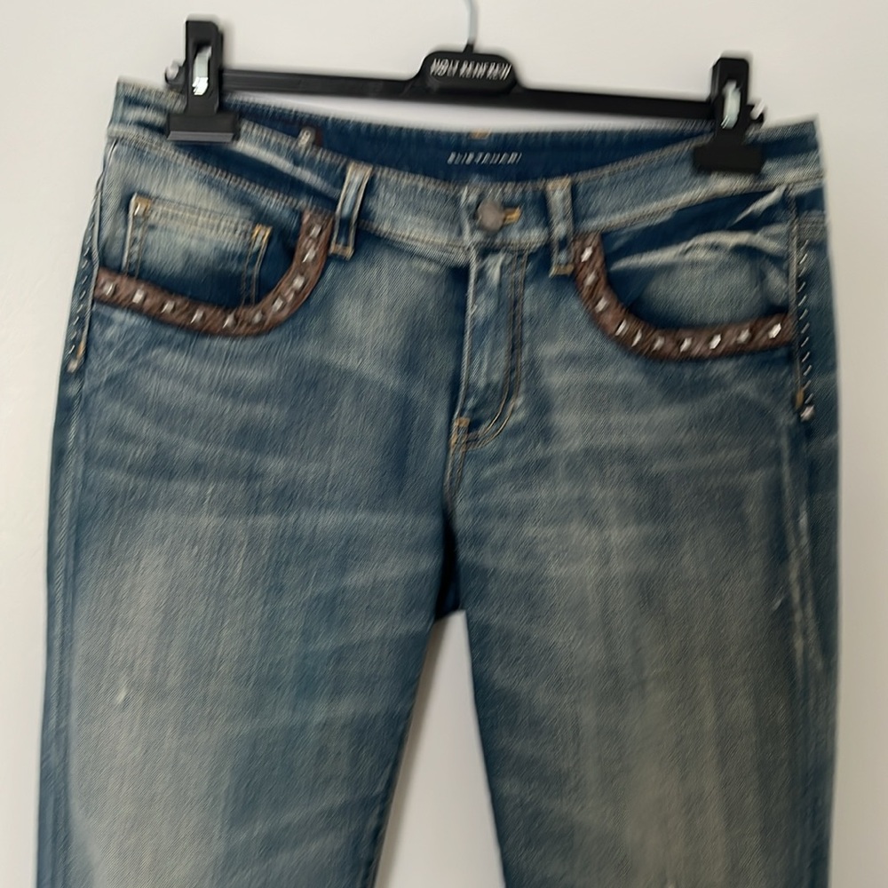 Elie Tahari Adena Straight Leg Jeans with Distressed Denim Look, Midrise, 8